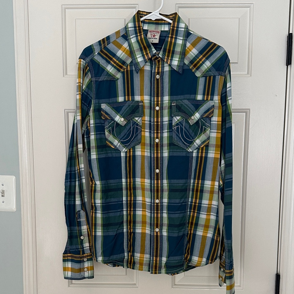 True Religion Men's Multicolor Plaid Button-Down Shirt